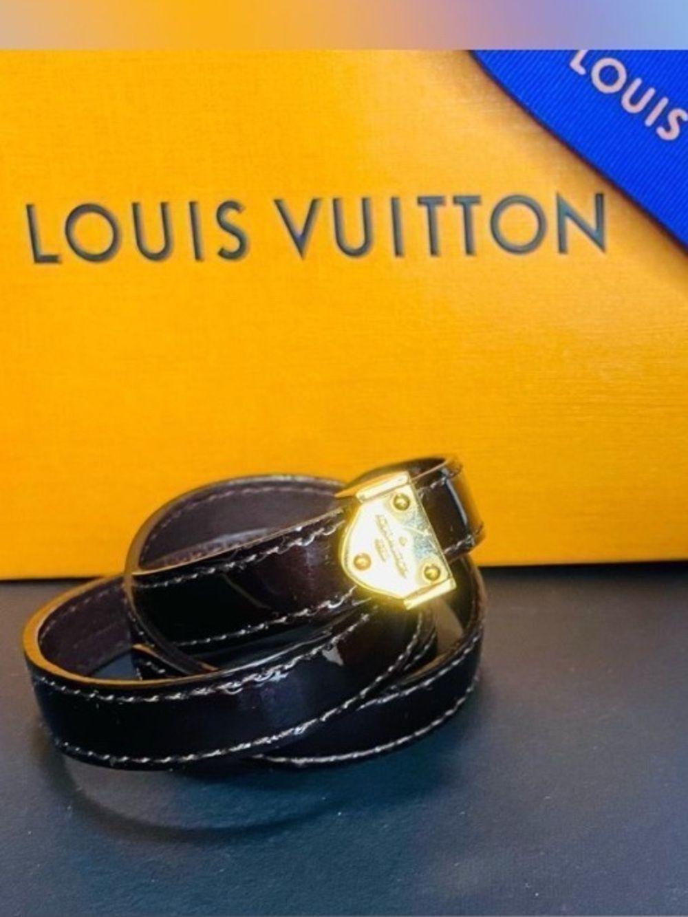 🛍️ Louis Vuitton Authentic Triple Tour Vernis Wrap Bracelet & Box